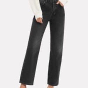 Anine Bing Jackie Straight Leg Black Jean Size 30